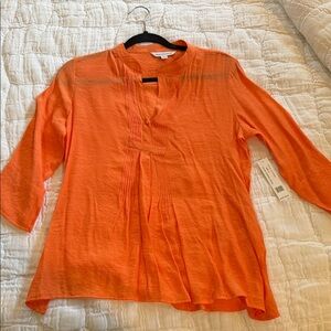 Counterparts Orange Pleated V-Neck Tunic